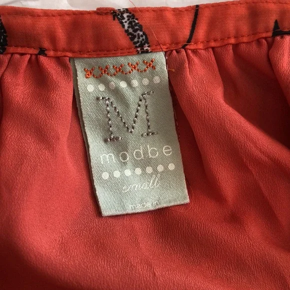 Vintage Burnt Orange Flowy Printed Mid-Length Skirt - Picture 5 of 8